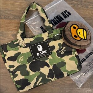 Bundle of TWO Bape Tote bag, Bape lunchbox tote bag + Bape Shopping Tote